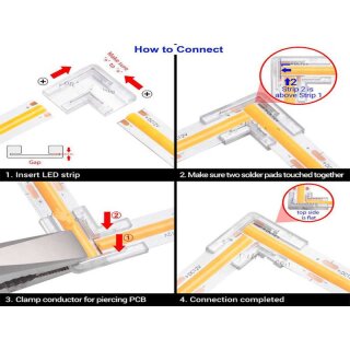 90° Grad Ecke Slimverbinder für 10mm LED Streifen 2 POL