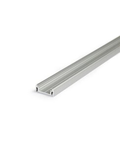 3 Meter LED Profil Aufputz Flach natur eloxiert ( Silber) ohne Abdeckung 14mm Serie L