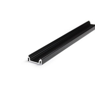 3 Meter LED Profil Aufputz Flach schwarz eloxiert ohne Abdeckung 14mm Serie L