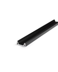 3 Meter LED Profil Aufputz Flach schwarz eloxiert ohne Abdeckung 14mm Serie L