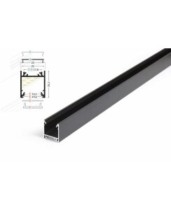 3 Meter LED Profil Aufputz Tief schwarz eloxiert ohne Abdeckung 21mm Serie L