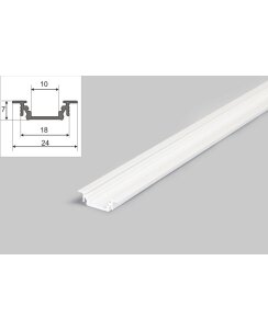 3 Meter LED Aluprofil Einbau Flach weiß lackiert ohne Abdeckung Serie M