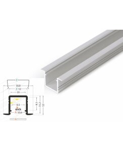 3 Meter LED Alu Profil Einbau 10mm Serie ECO silber