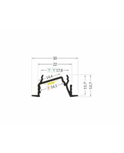 3 Meter LED Profil Einbau 15 Grad natureloxiert ohne...