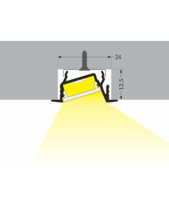 3 Meter LED Profil Einbau 15 Grad natureloxiert ohne Abdeckung 14mm Serie L