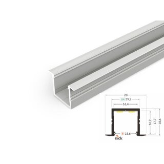 3 Meter LED Alu Profil Einbau 16mm Serie ECO eloxiert silber