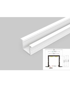 3 Meter LED Alu Profil Einbau 16mm Serie ECO weiß lackiert