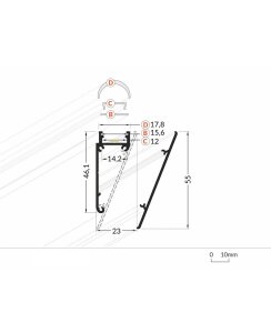 3 Meter LED Profil Wall 10mm -Wandmodul Alu roh Serie M