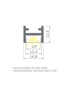 2 Meter LED Aluleiste Aufputz MAG 12mm Silber Serie AVA