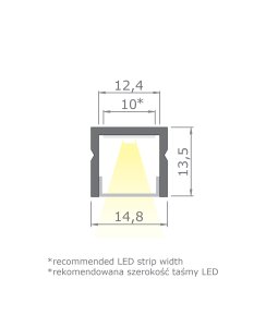 2 Meter LED Aluleiste Aufputz Silber 12mm Serie AVA