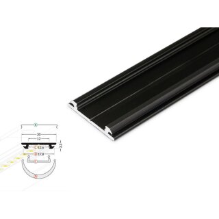 Endkappe Abdeckung für LED Band Alu Profil schwarz eloxiert 2m flach SET 
