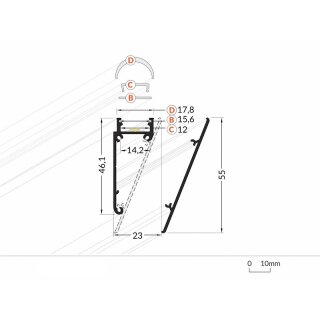 2 Meter LED Profil Wall 10mm -Wandmodul Alu roh Serie M