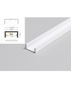 2 Meter LED Aluleiste Aufputz Flach weiß 12mm Serie ECO