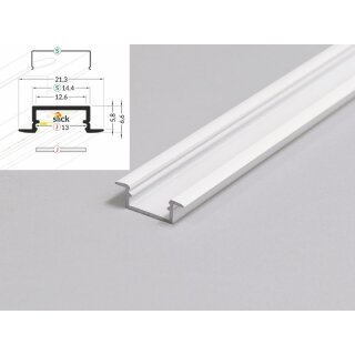 2 Meter LED Aluleiste Einbau Flach weiß 12mm Serie ECO