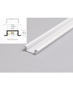 2 Meter LED Aluleiste Einbau Flach weiß 12mm Serie ECO