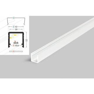 2 Meter LED Alu Profil Aufputz 10mm Serie ECO weiß lackiert