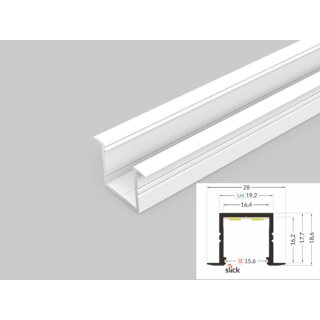 2 Meter LED Alu Profil Einbau 16mm Serie ECO weiß lackiert