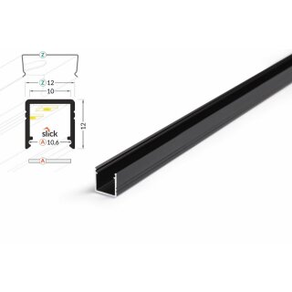 4 Meter LED Alu Profil Aufputz 10mm Serie ECO schwarz eloxiert
