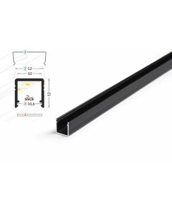 4 Meter LED Alu Profil Aufputz 10mm Serie ECO schwarz...