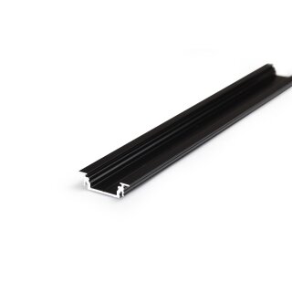 4 Meter LED Profil Einbau Flach schwarz eloxiert ohne Abdeckung 14mm Serie L