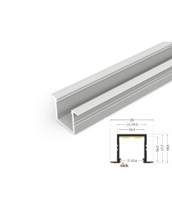 4 Meter LED Alu Profil Einbau 16mm Serie ECO eloxiert silber